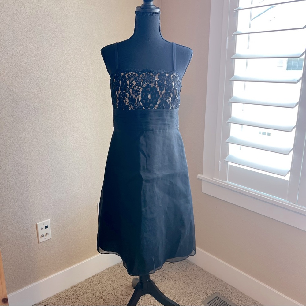 Ann Taylor Black Dress Sz 6 Petite Wedding Lace Rory Gilmore LBD Strap…